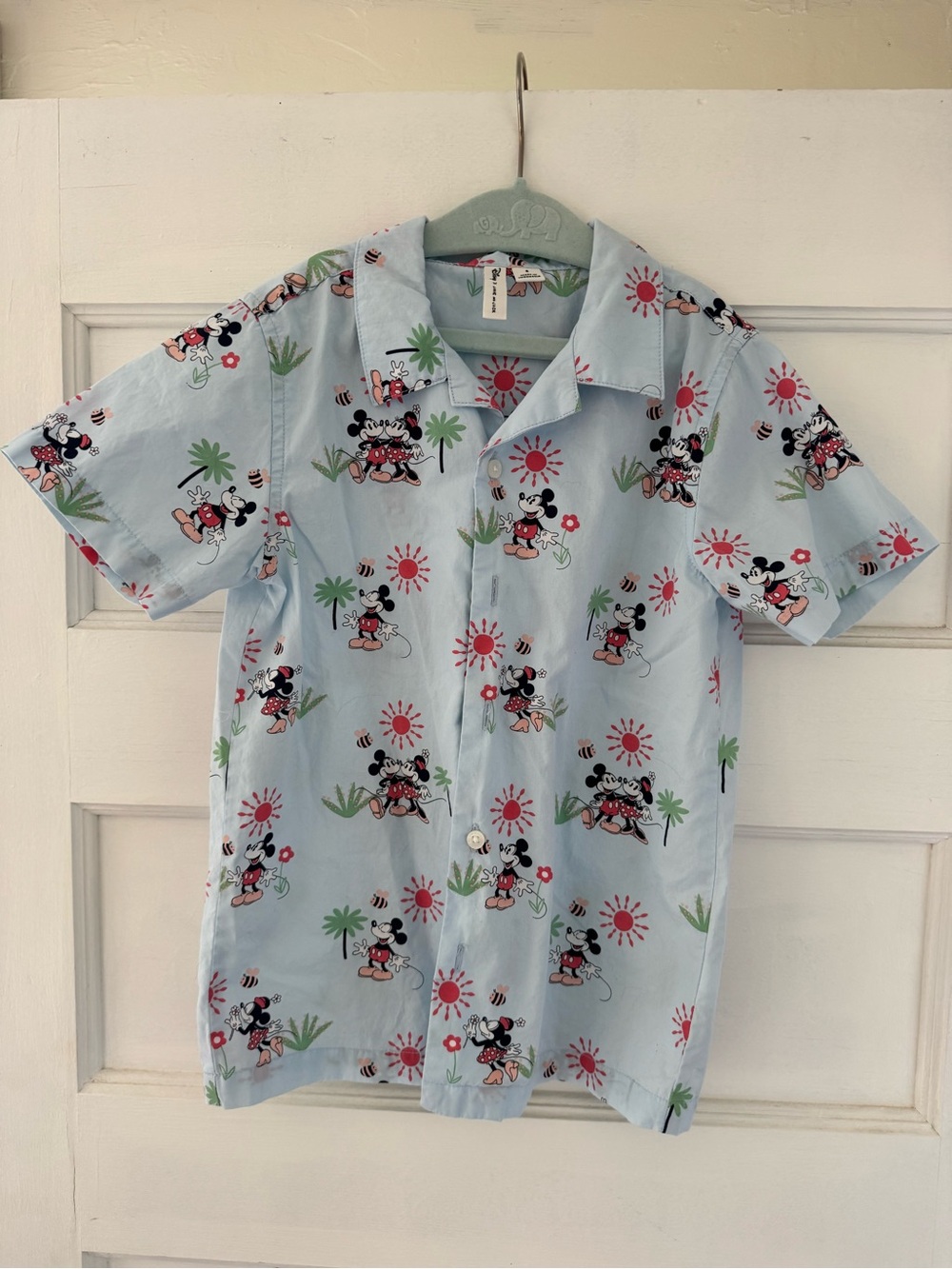 Janie and Jack Light Blue Mickey Mouse Print Shirt
